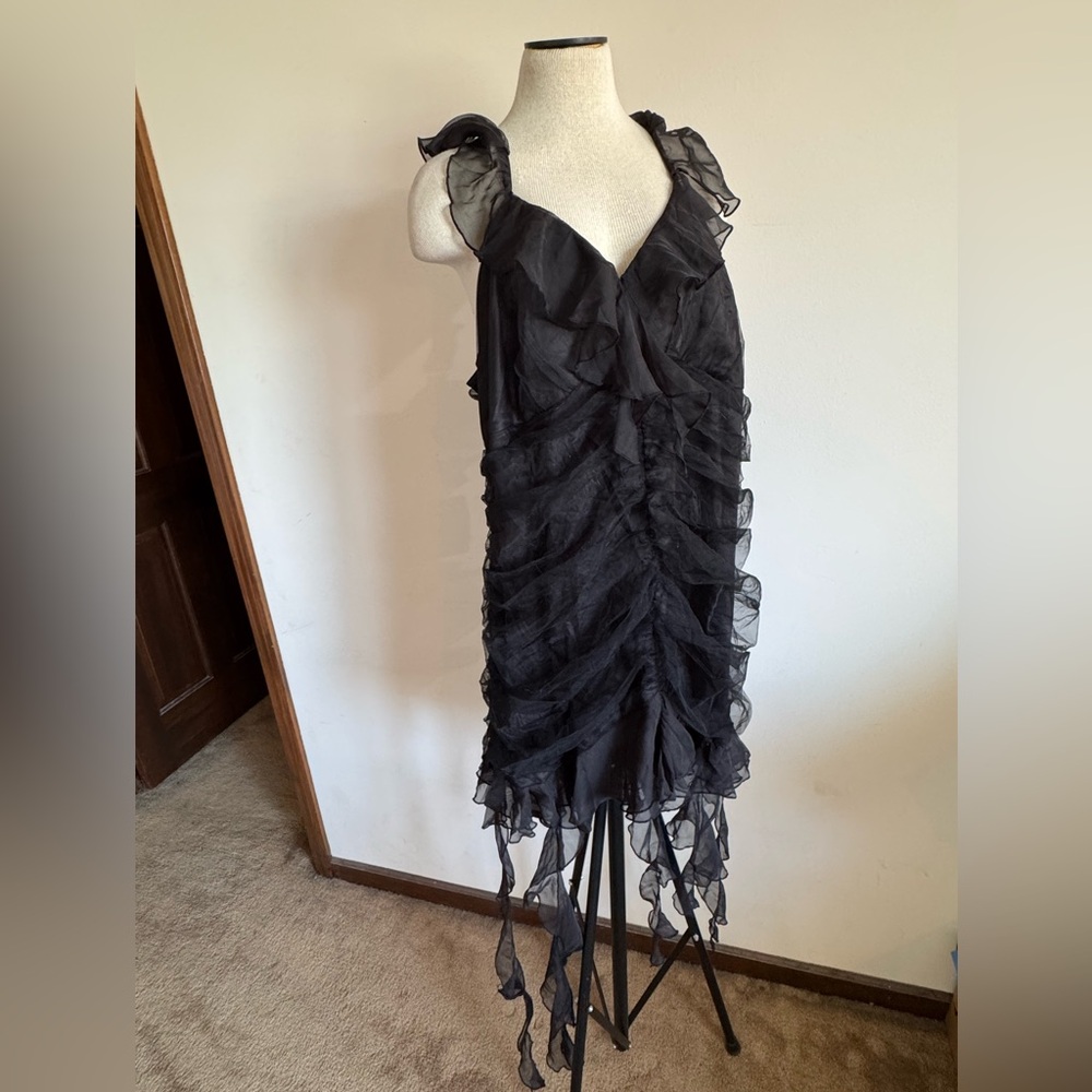 GENERATION KISS Black Ruffled Goth Sheer Mesh Dress with Ruffles 3X XXXL NWT - Picture 2 of 4